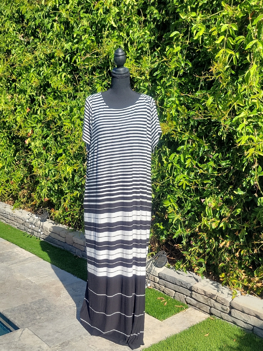 Lane Bryant Black and White Striped Maxi Dress With Pockets 18/20